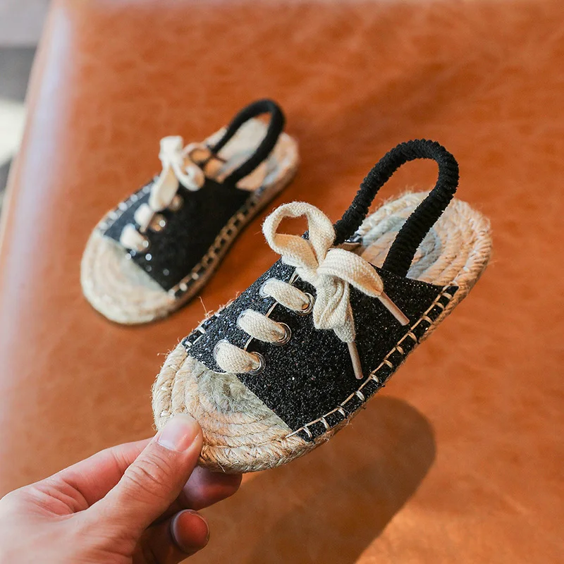 ULKNN Children Casual Sandals 2020 kid's Girls Cool Series Linen Flat Top Shoes BOY'S Elastic Band STUDENT'S Shoes