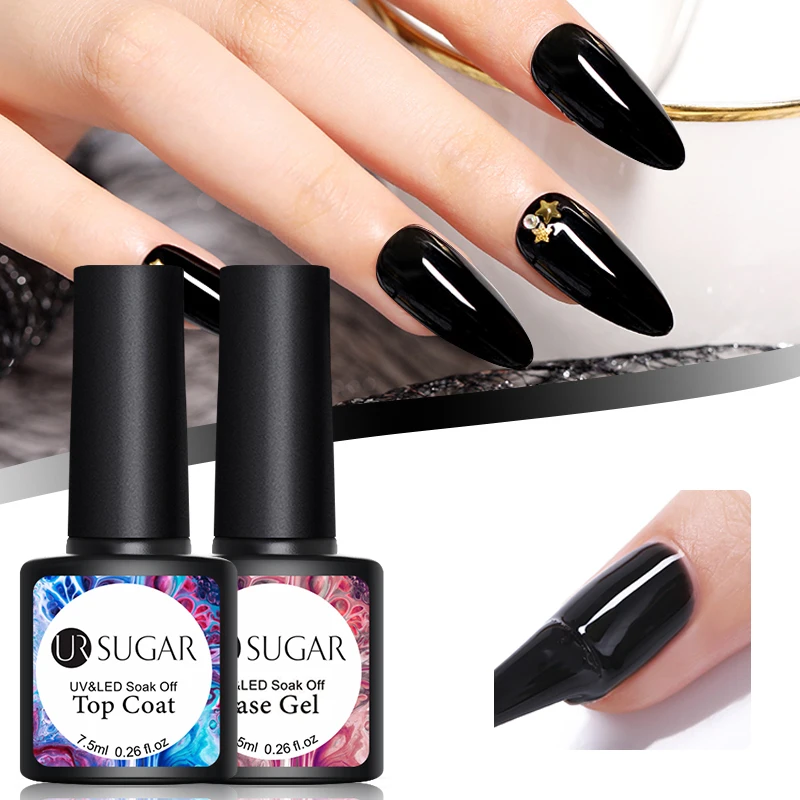 UR SUGAR Base and Top Coat Gel Nail Polish UV 7.5ml Transparent Soak Off varnish Art | Красота и здоровье