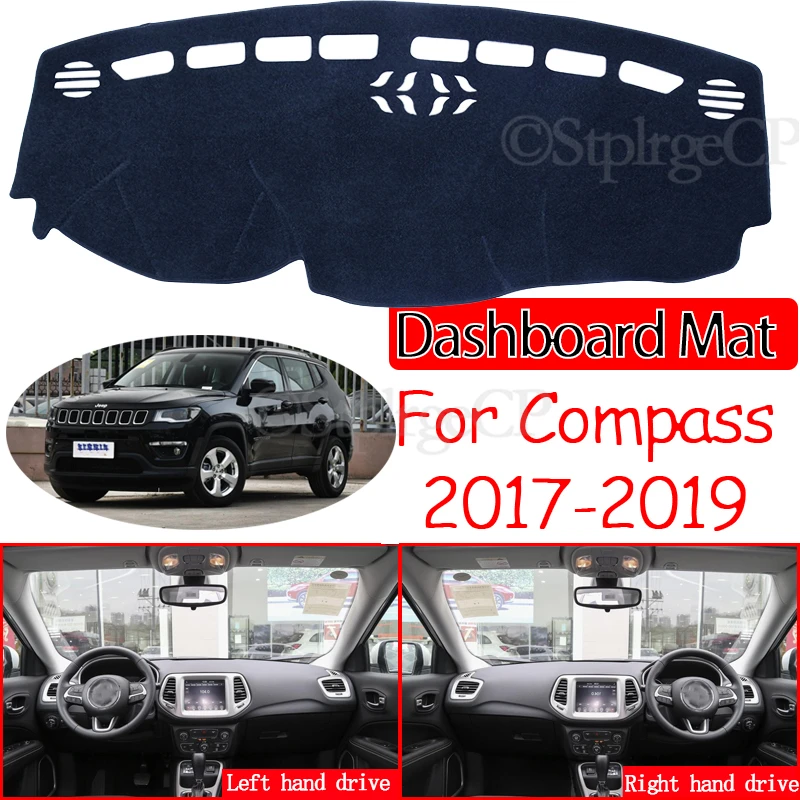 

Противоскользящий коврик для Jeep Compass 2017 2018 2019 MK2, накладка на приборную панель, Солнцезащитный коврик, защитный ковер, автомобильные аксессуары 2-го поколения