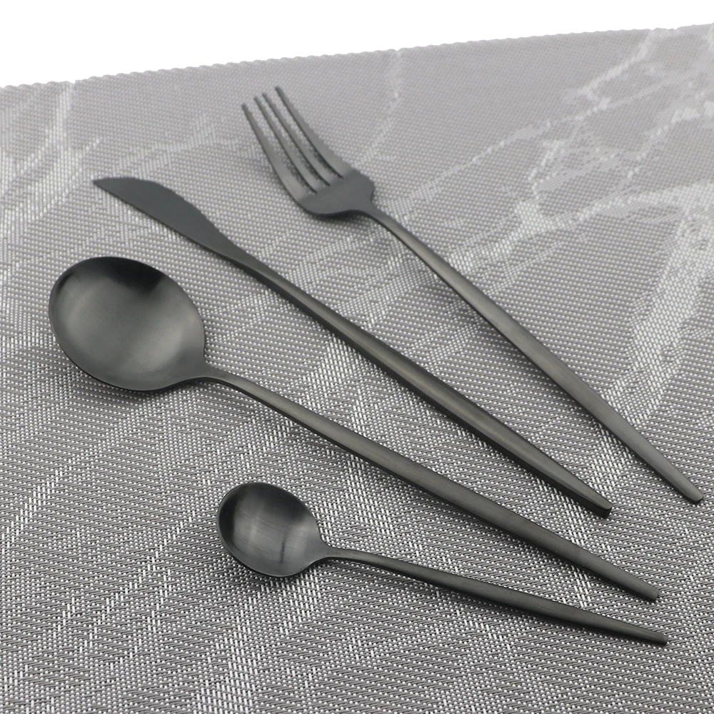Colorful Cutlery Set Dinnerware Set Knife Fork Spoon Tableware Cake Fruit Fork Stainless Steel Flatware Kitchen 6/30P