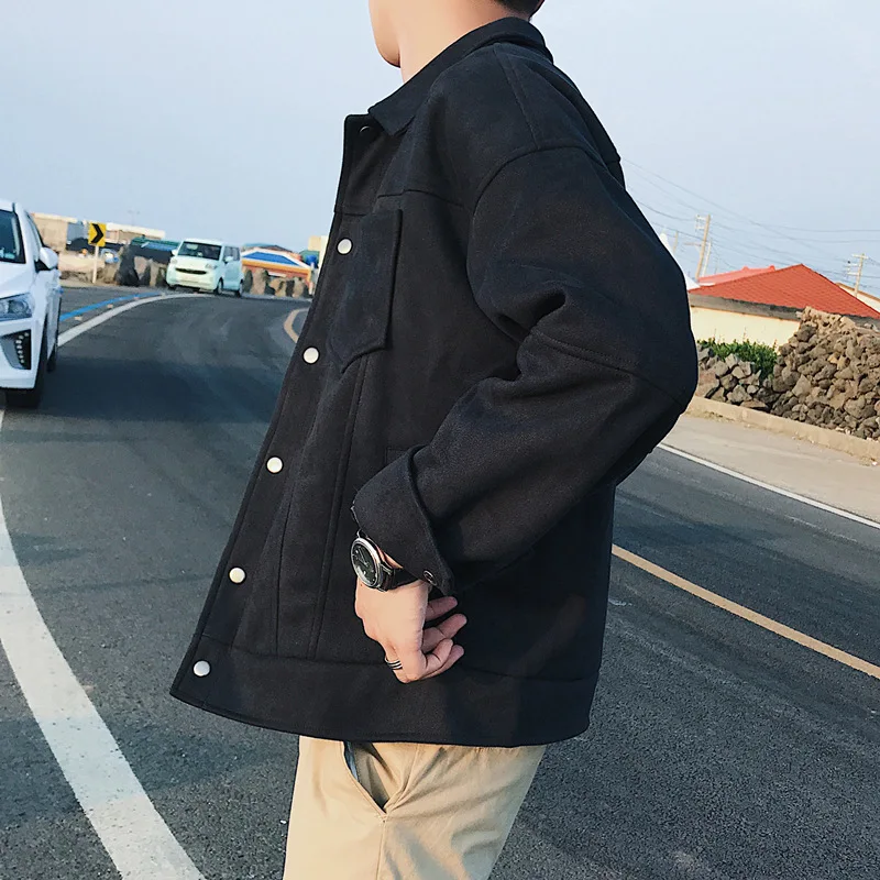 

2019 Autumn Winter Student Jacket Japanese Retro Suede Short Jacket Popular Solid Color Single Row Button Retro Velvet Jacket