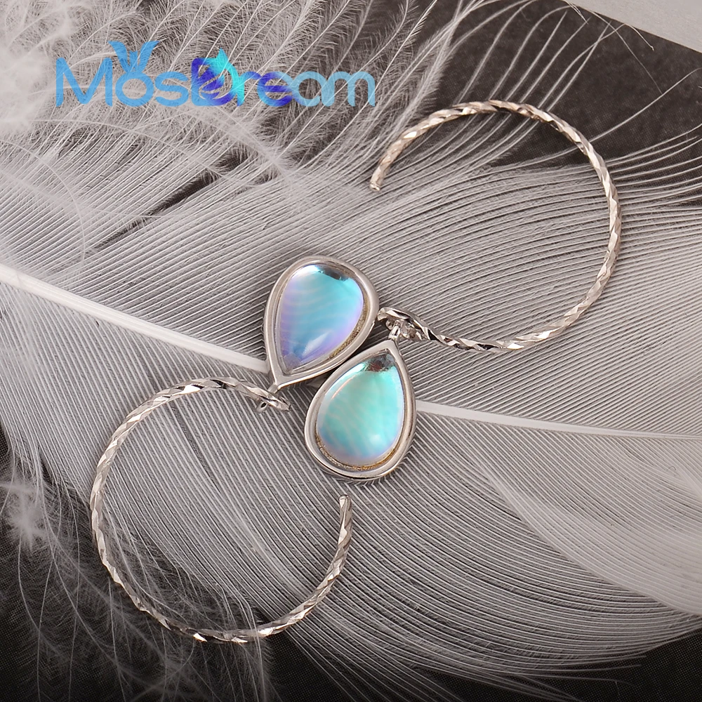 

MosDream Fresh Waterdrop Earrings s925 Silver Female Simple Girl Ear Hook Elegant Charm Sky Blue Crystal Clear Smart Stud