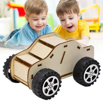 

Wooden Assembly Pull Back Engineering Car Model Science Experiment Children DIY Assembly Toy FJ88