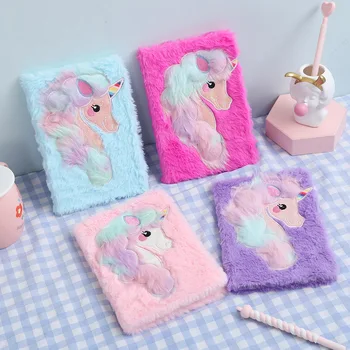 

Cute Unicorn Diary A5 Notebooks and Journals Plush Notepad Kawaii Line Agenda Planner Office School Note Book Stationery Sketch
