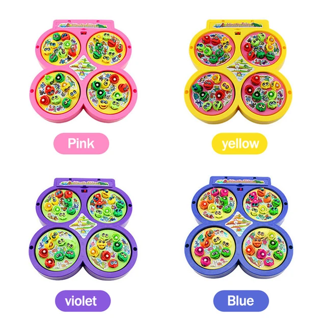 Random Color Children Fishing Plate Toy Rotating Music Colorful Fish Catching Fun Game Safe Convenient Educational Respectable 6