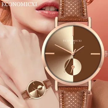 

Fashion Women's Watch Leather Mesh Strap Watches Quartz Analog Round Glass Wrist Watch Reloj Zegarek Damski Bayan Kol Saati