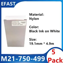 

5 Pack M21 750 499 Nylon Label Ribbon Black On white For BMP-21 PLUS BMP21 LAB Printer 19.1mm * 4.9m