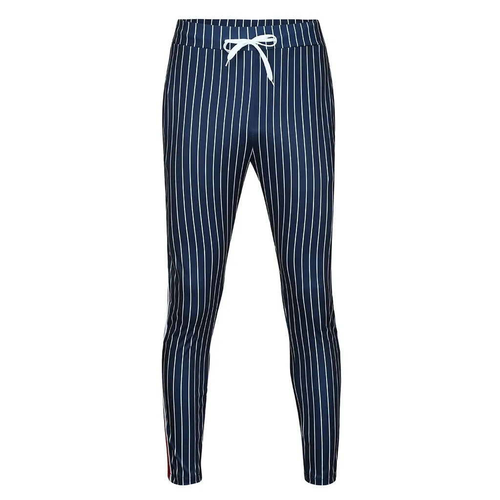 

JAYCOSIN Men's pants Striped Patchwork Casual Men Joggers sport Drawstring man Sweatpants Trouser Long Pants Drawstring cotton