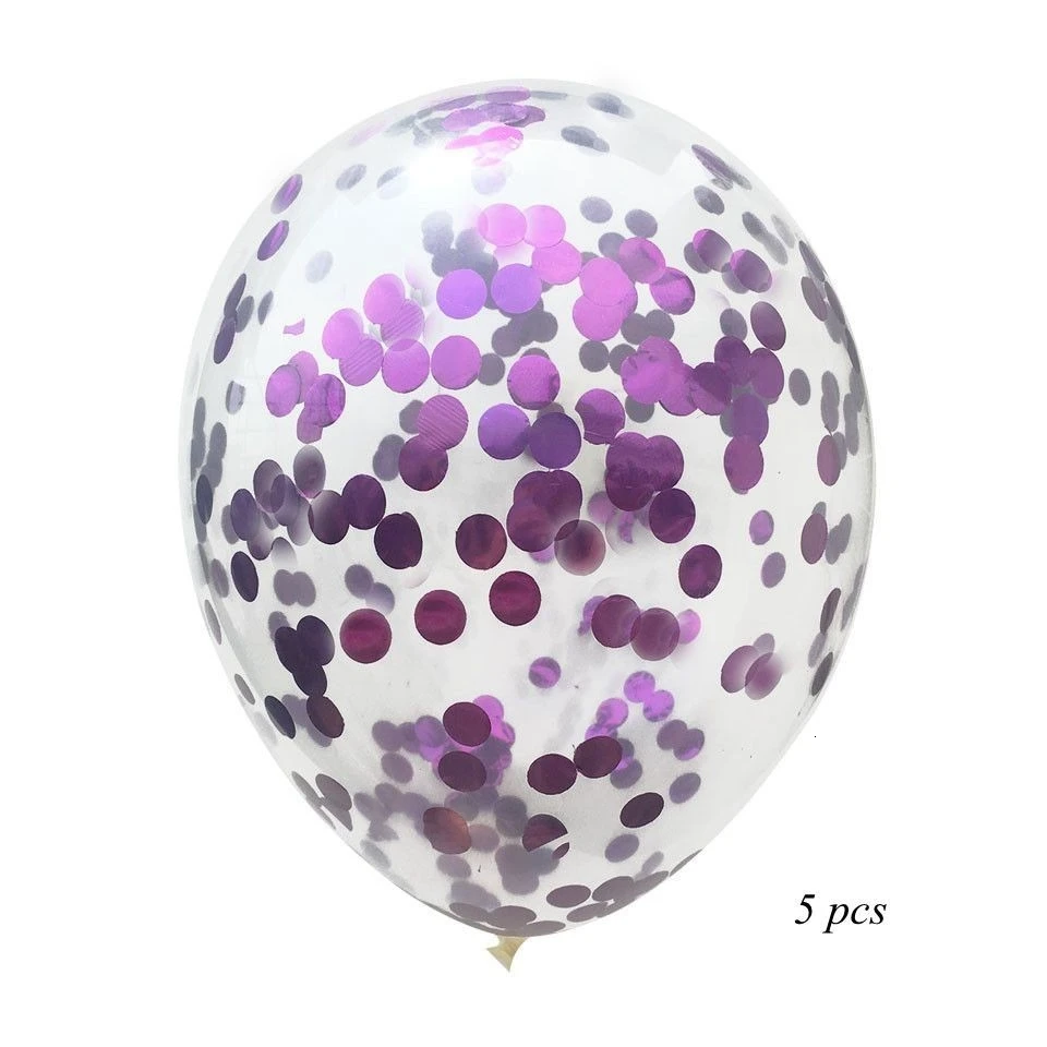 5 шт. 12 дюймов многоцветный воздушный шар "Конфетти" фольгированный шар Свадебная вечеринка украшение утолщение груша шары украшения на день рождения - Цвет: Purple