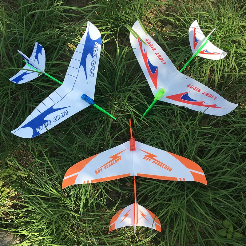 Hand Launch Throwing Glider Foam Aircraft Toy Rubber Band Airplane