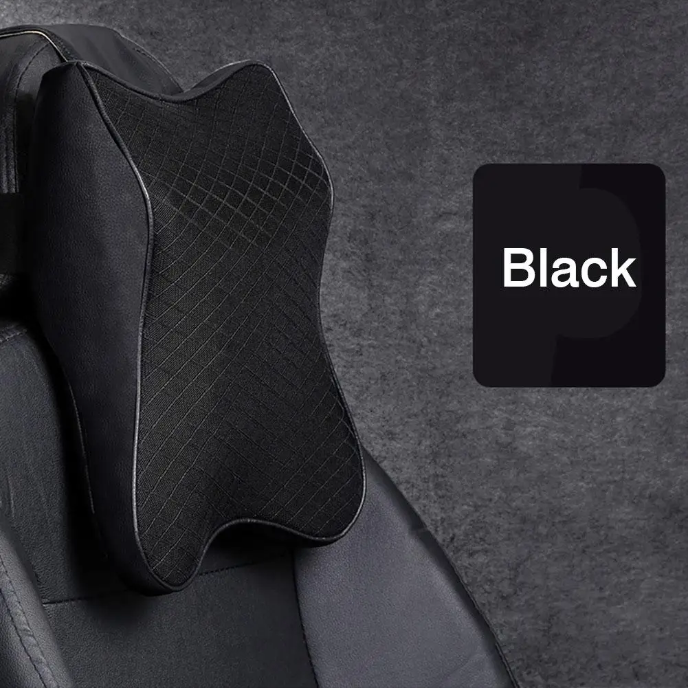 Coussin Appui-tête Voiture Ergonomique - Mémoire De Forme, Daim Noir, Confort Nuque