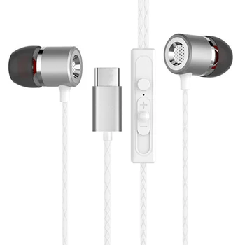 

Type-C wire control earphone headset type-c hub earpiece earbuds in ear stereo HiFi USB-C for Letv 2 pro Xiaomi mi 5 7(silver)