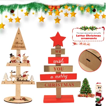 

High Christmas Painted Wooden Table Tree Ornaments Home Party Decor Kids Gifts LG66