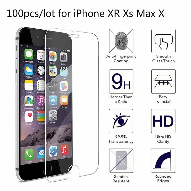 100pcs For Apple Iphone 6 S X Se Tempered Glass Screen Protector For Iphone 6s 7 8 Plus 5 Xs Max Xr Toughened Protective Film Aliexpress Cellphones Telecommunications