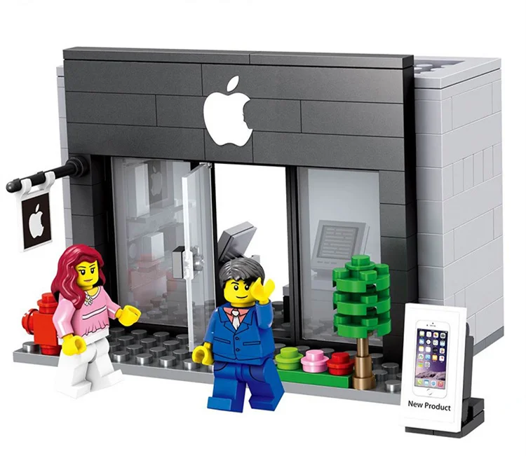 

[New] City mini street view apple Ipad iphone phone Shopping store + figures Building blocks funny assembles game toy kids gift