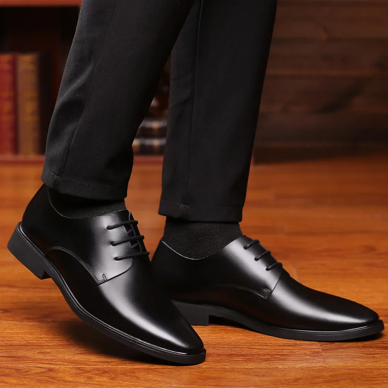 Mazefeng Retro Bullock Design Men Business Formal Shoes Classic Pointed Toe Leather Shoes Men Oxford Dress Shoes Big Size 38-44