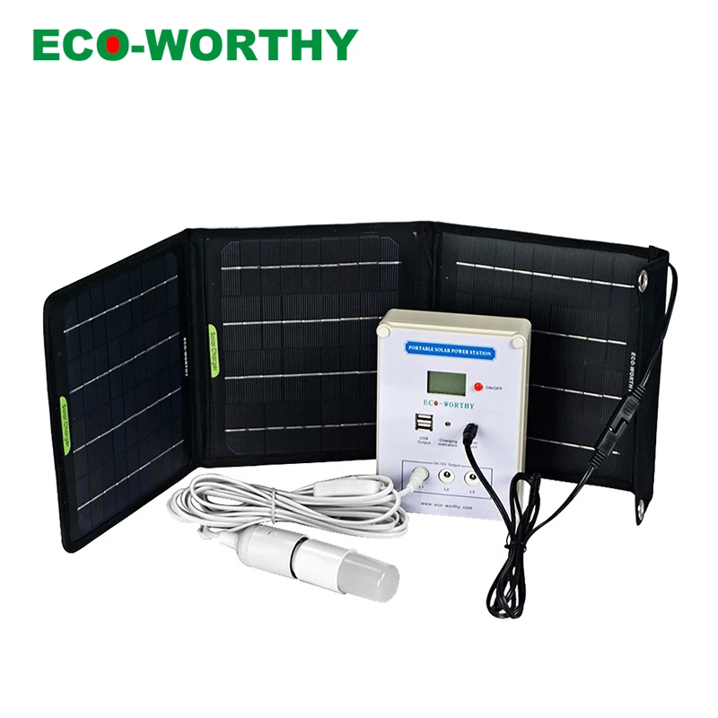

ECOworthy 20W Solar Lighting System with 3W LED bulb & 20W solar power panel & 7AH lithium battery Charger House solar Portable