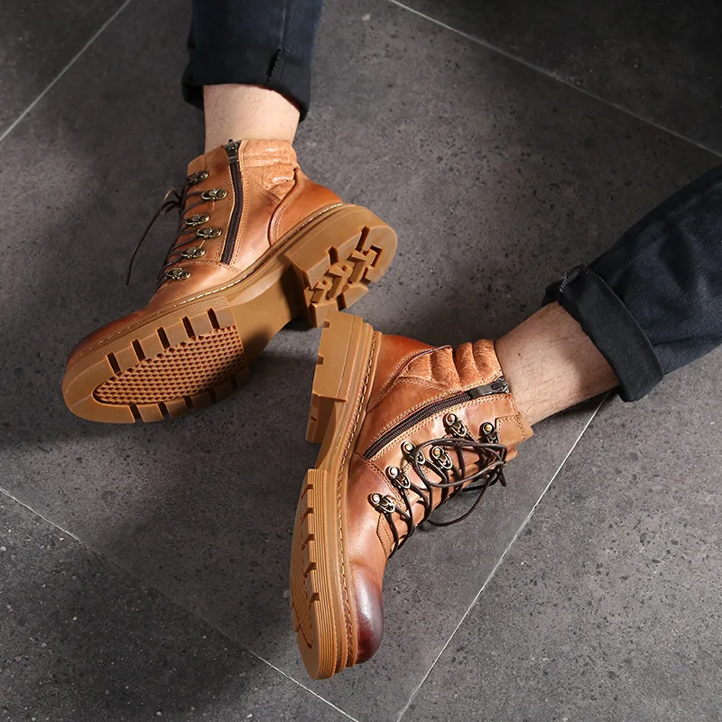 

2019 Autumn & Winter Casual Martin Boots Korean-style Trend Hight-top Short Boots Men Versatile Genuine Leather Quality Boots