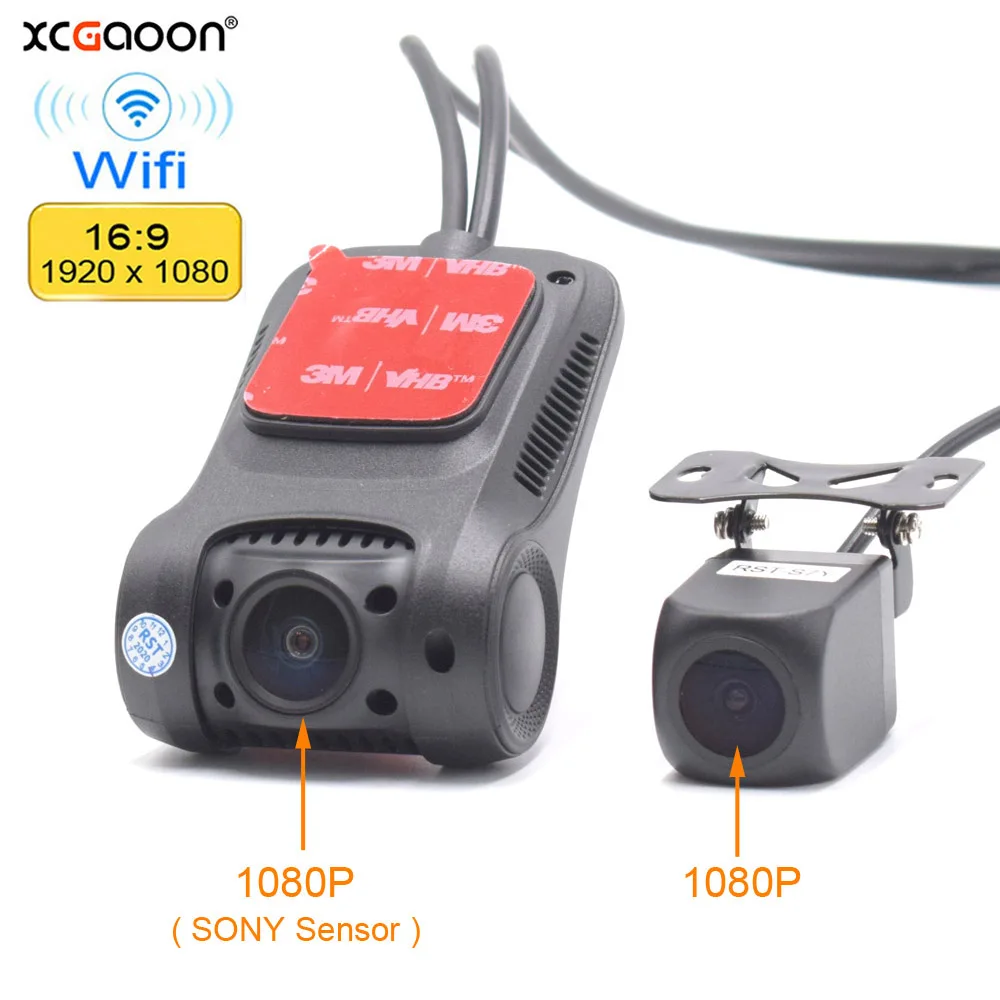 XCGaoon R300 Wifi двойной 1080P передний и задний Автомобильный видеорегистратор цифровой