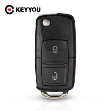 Keyyou virar dobrável 3 botões 2 + 1 botões do carro remoto chave caso escudo fob para volkswagen vw jetta golf passat