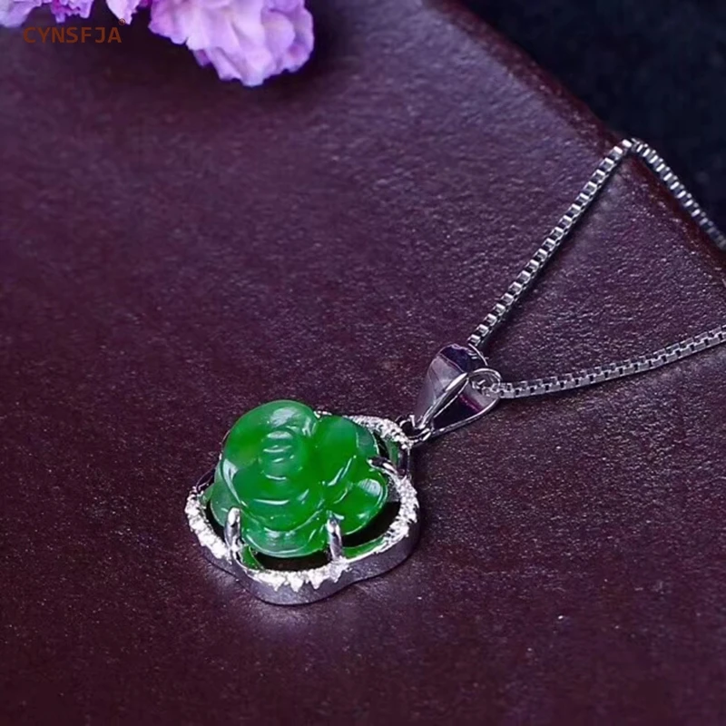 CYNSFJA настоящий Сертифицированный подвескаиз натурального камня Jade Jasper 925 пробы серебряные ювелирные украшения розовый зеленый нефрит резная подвеска ручной работы лучший подарок