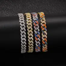 Розовый/белый/синий AAA+ кубический цирконий Ice Out кубинский панцирный браслет-цепочка для мужчин и женщин хип-хоп Bling CZ Rapper Jewery