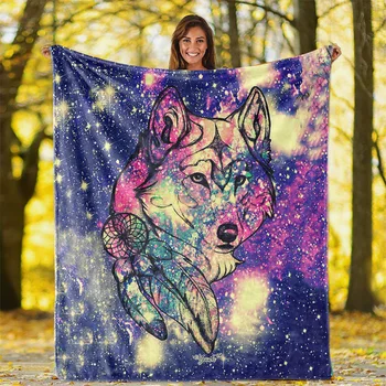 

Beauty Animals Wolf Coral Fleece Throw Blanket For Baby Kids Adult Printed Cute Soft Microfiber Travel Sofa Bed Wrap Blanket