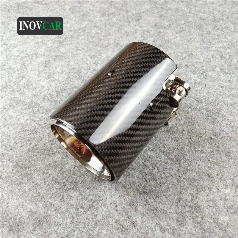 1 PCS Glossy Carbon Fiber Exhasut Tip Pipe Car Auto Muffler Silver Stainless Steel Trim Tail For M2 M3 M4 | Автомобили и