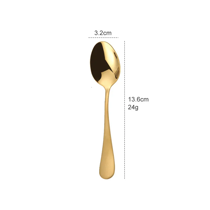 gold teaspoon Набор золотых ножей с ложкой, набор золотых ножей для столовых приборов, наборы свадебных столовых приборов, вилки, ножи, ложки, столовые приборы для путешествий, набор столовых приборов, Прямая поставка - Цвет: gold teaspoon