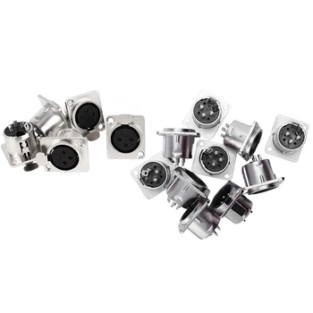 

15 Pcs XLR Panel Mounting Socket:5 Pcs XLR 3 Pin Female Chassis Panel Mount Socket Silver Black & 10 Pcs XLR Male Chassis Panel