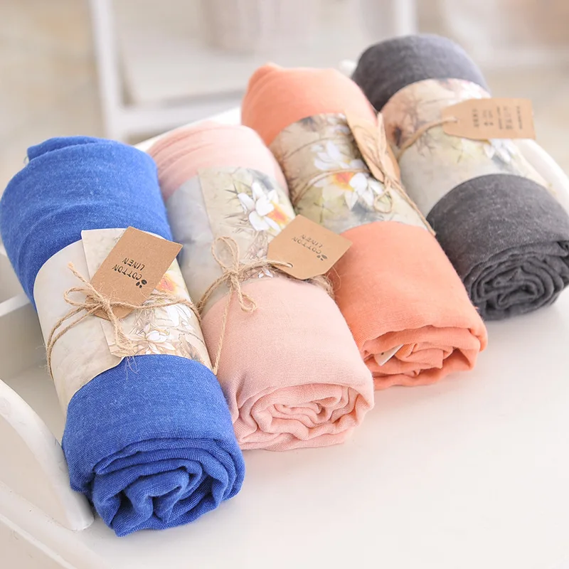 

2020 Designer Fashion Scarves Long Cotton Blend Solid Scarf Casual Women Scarves Wholesale 04#