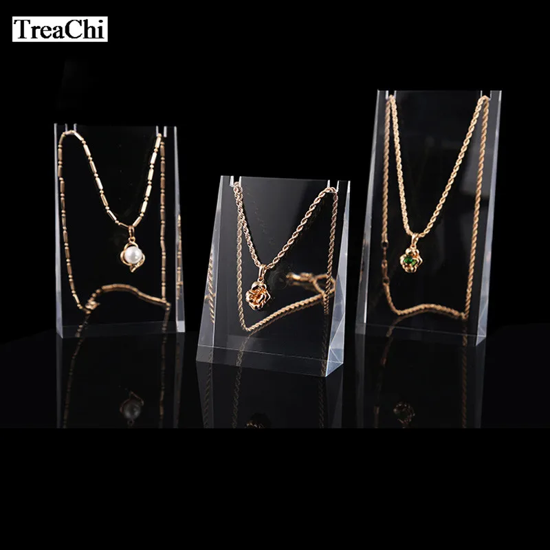 

3Pcs/set Acrylic Necklace Pendant Jewelry Organizer Clear Earring Holder Exhbit Wedge Rack Shelf Joyeros Organizador de Joyas
