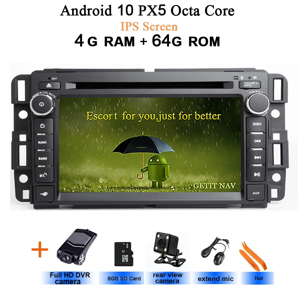 4 ГБ DSP 1Din gps Радио Android 10 dvd-плеер для автомобиля GMC Sierra Yukon Denali Acadia Savana Chevrolet Express Traverse EquinoxCD - Цвет: IPS-4G-Rear-DVR