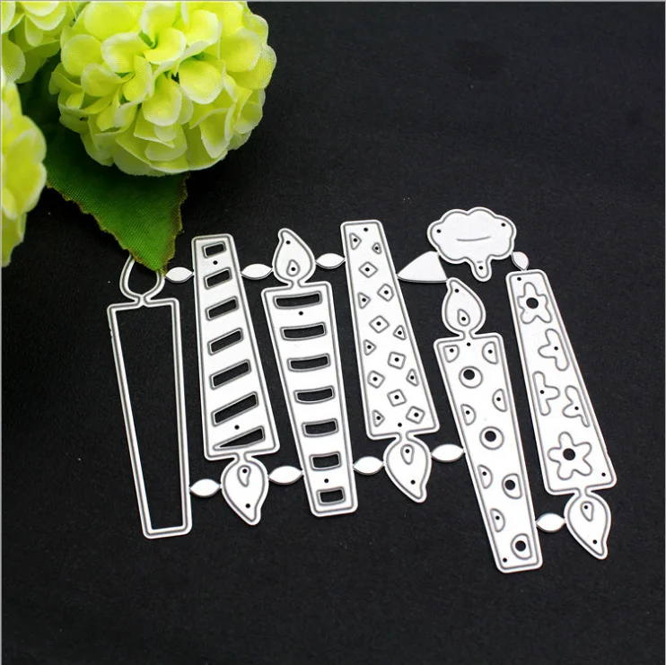 

Birthday Candle label Metal Cutting Dies Stitched DIY Scrapbooking Stamps Craft Embossing Die Cut Making Stencil Template