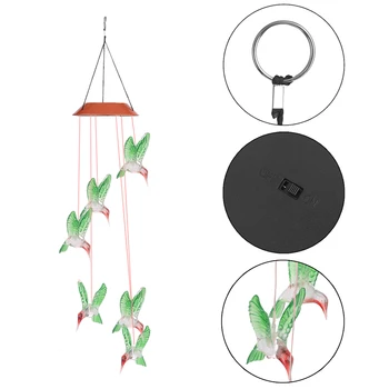

Humming Bird Shape Solar Power LED Light Color Changing Wind Light Chimes Home Garden Outdoor Indoor Decoration Light Lamp