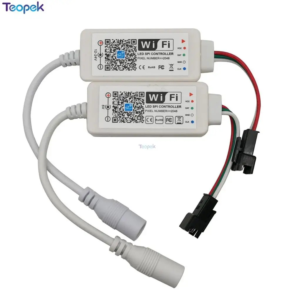 Светодиодный контроллер SPI DC5V DC12-24V Magic Home прибор приемно-2048 пикселей Миниатюрный Wi-Fi контроллер для WS2811 SK6812 WS2812B Светодиодные ленты