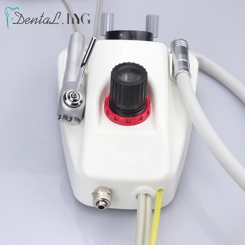 Portable Dental Turbine Unit Work with Air Compressor 3 Way Syringe 2/4 Holes Teeth Whitening Dental Equipment Plastic Shell