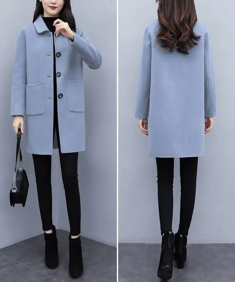 Good Version Woolen coat women's new 2021 autumn-winter business wear jacket single-Breasted big pocket solid color Temperament best winter jackets