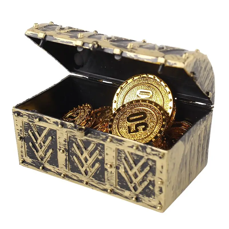 

Halloween Party Pirate Treasure Game Case of Hidden Treasure Complete Set COINS Box Pirates Children Toy Halloween Decoration