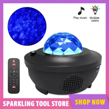 

Led Music Star Projector Lamp / Usb Cable Wireless Sound Control Laser Light Starry Water Pattern Flame Lamp