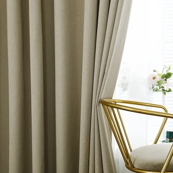 

New 2 Panel Blackout Curtains For Living Room Custom Solid Color Thick Modern Curtain Bedroom Cotton Fabric Cortinas