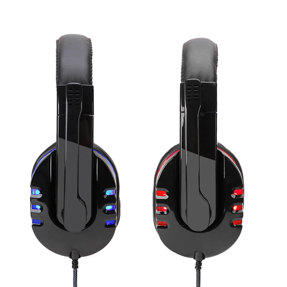 SY733MV Wired Computer Gaming Headphones Over-ear Game Headset With Microphone AUX+USB Port Volume Control for PC