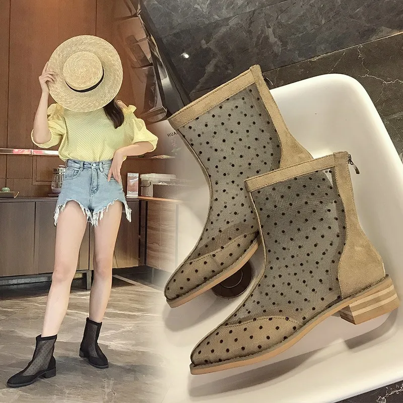 

New Style Boots Women's Thin-Style Summer 2019 Martin Versatile Punched Sheet Surface Hollow out England Boots round-Toe Online