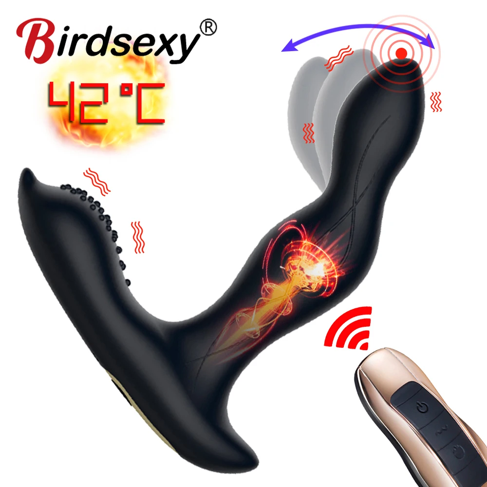 Heating Bending Anal Plug Vibrator Male Prostate Massager G-Spot Stimulator Wireless Remote Butt Plugs Machine Sex Toys For Man | Красота и