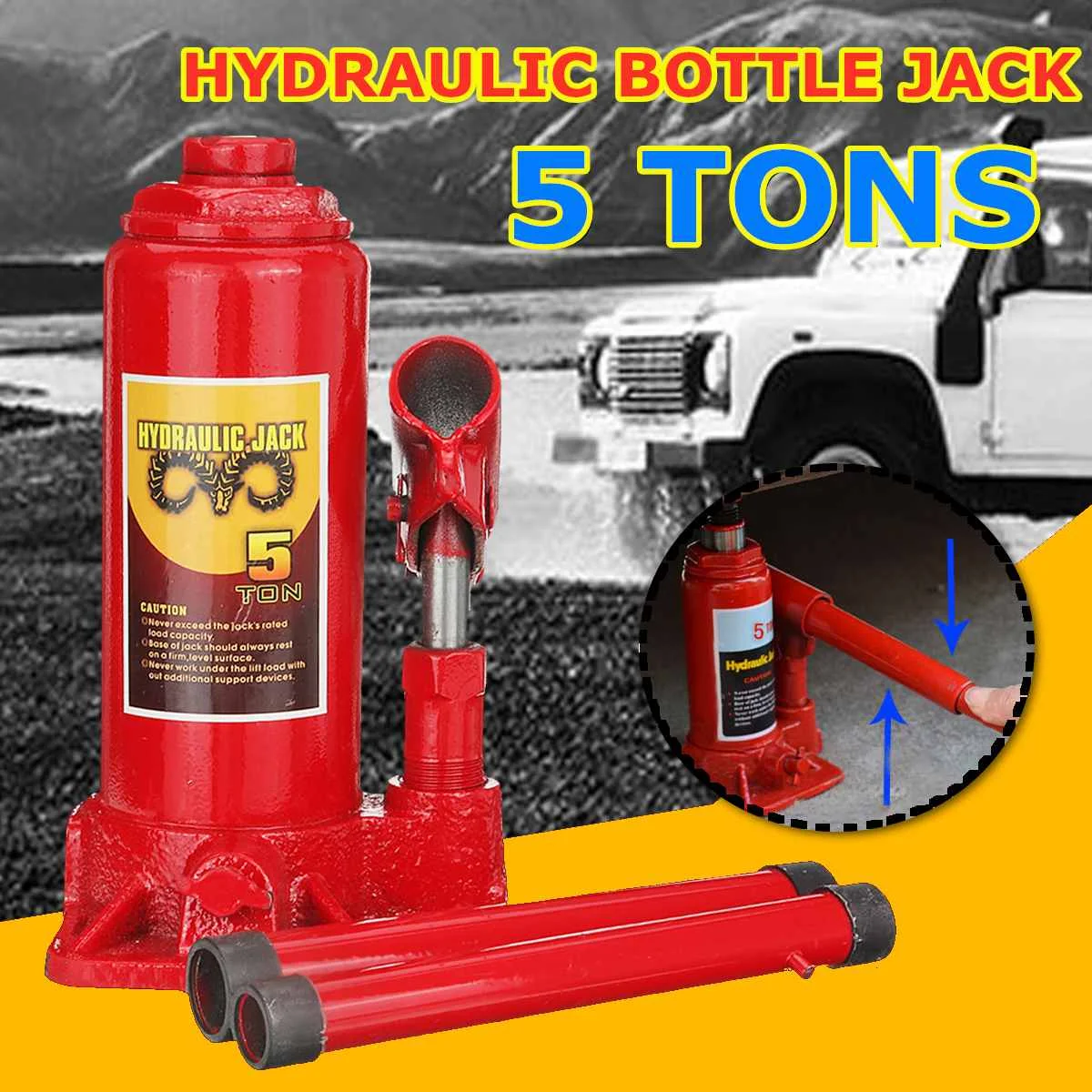 

5 Ton Lifting Jack Automotive Car Lifting-Jack for Truck SUV 4WD Caravan Tractor Tool Air & Manual Car Hydraulic Bottle