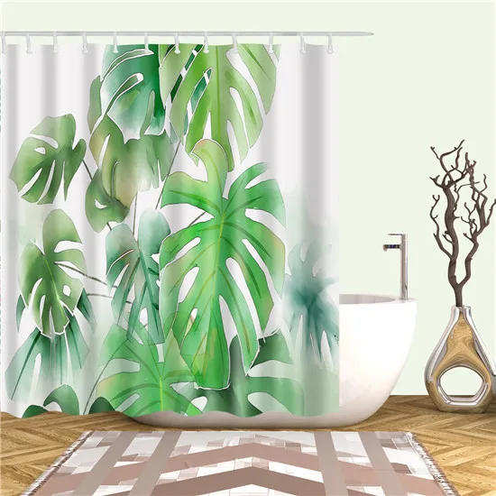 Тропическое зеленое растение пальмовый лист монстера кактус животные Цветок Занавески для душа s ванная комната занавески для ванной с крючками 180x180 см - Цвет: 6