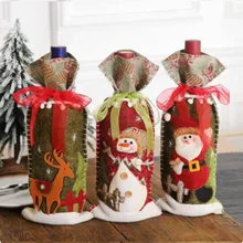 Рождественская бутылка вина сумки Санта Шампань бутылка Подарочная сумка Рождество стерео льняной держатель набор вечерние украшения дома RT99