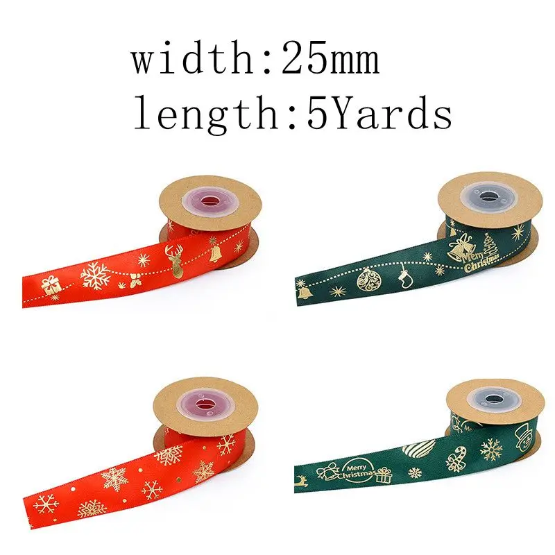 

5Yards 25mm Silk Satin Ribbons Crafts Bow Wedding Decorative DIY Christmas Handmade Cotton Ribbon Printed Gift Wrapping Supplies