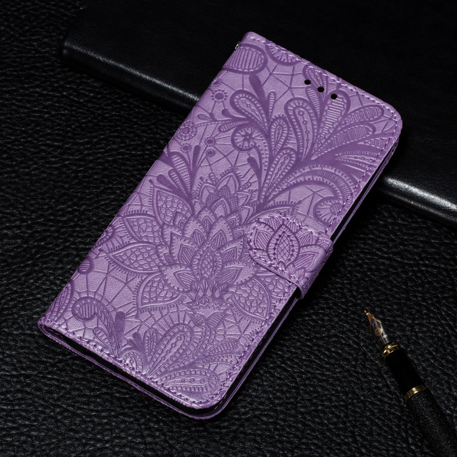 Floral Design Wallet Phone Case with Card Holder Slots and Stand Functionality