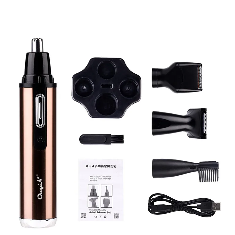 Cheap Price of  Multifunction USB Rechargeable 4 in 1 Men's Shaver Hair Cut Clipper Beard Trimmer Electric Nose Ear